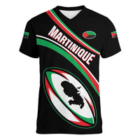 Custom Martinique Rugby Women V-Neck T-Shirt Matinik Go Champions