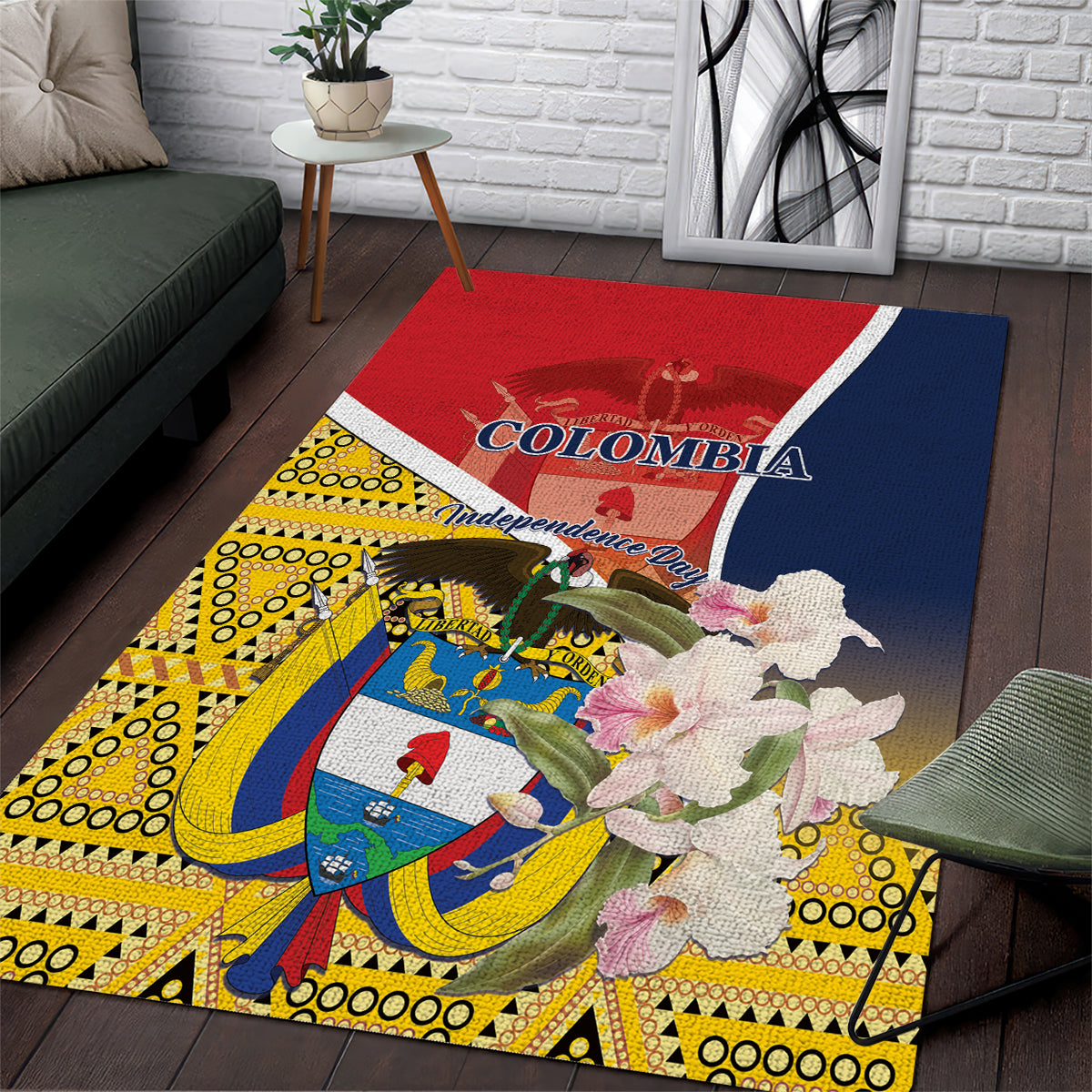 Colombia Independence Day Area Rug Libertad y Orden Colombian Pattern - Wonder Print Shop