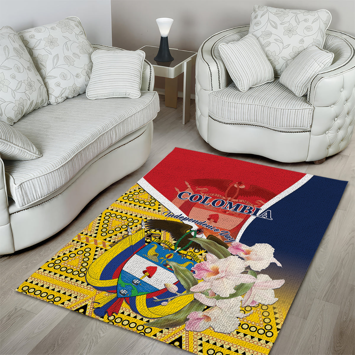 Colombia Independence Day Area Rug Libertad y Orden Colombian Pattern - Wonder Print Shop