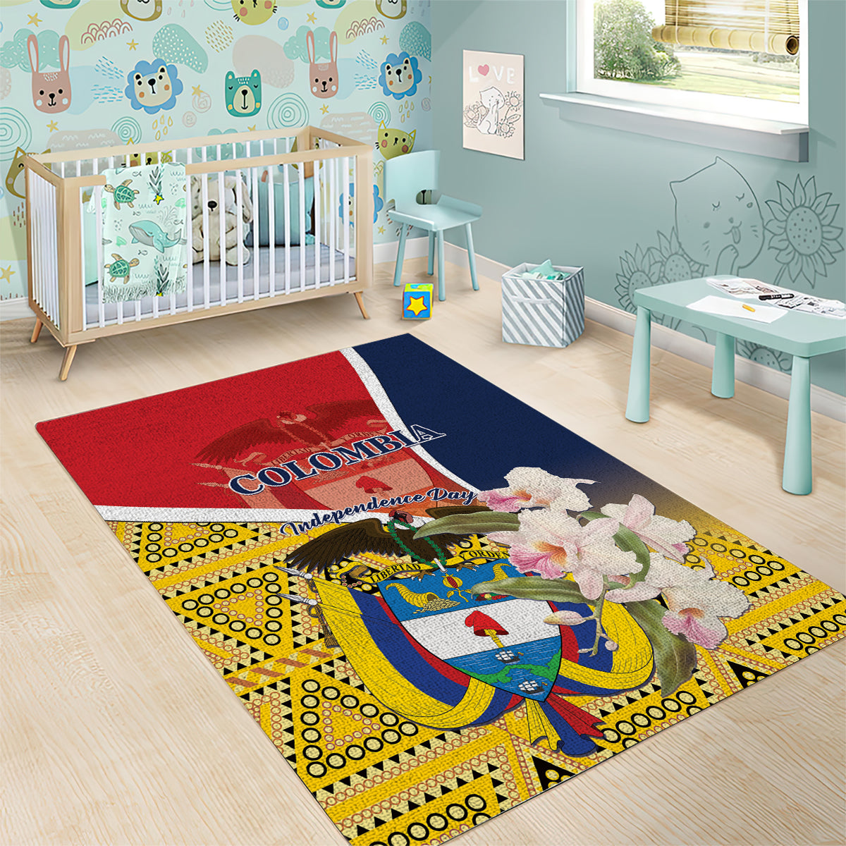 Colombia Independence Day Area Rug Libertad y Orden Colombian Pattern - Wonder Print Shop