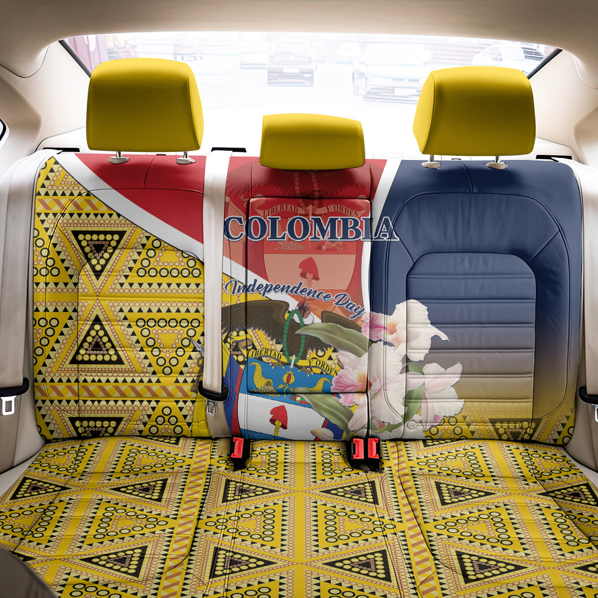 Colombia Independence Day Back Car Seat Cover Libertad y Orden Colombian Pattern - Wonder Print Shop