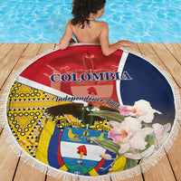 Colombia Independence Day Beach Blanket Libertad y Orden Colombian Pattern - Wonder Print Shop