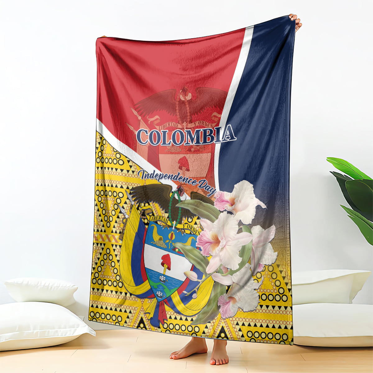 Colombia Independence Day Blanket Libertad y Orden Colombian Pattern