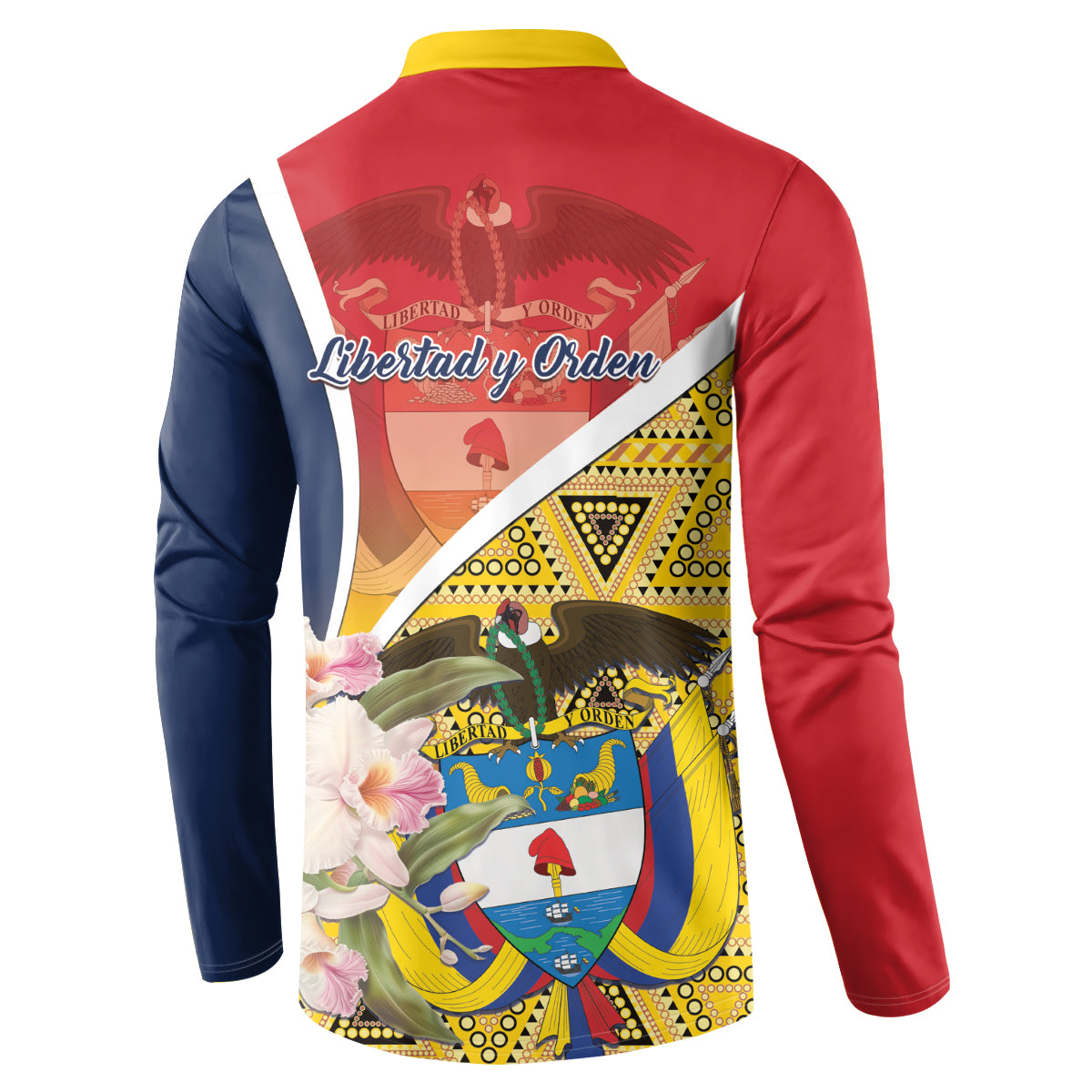 Colombia Independence Day Button Sweatshirt Libertad y Orden Colombian Pattern - Wonder Print Shop