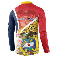 Colombia Independence Day Button Sweatshirt Libertad y Orden Colombian Pattern - Wonder Print Shop