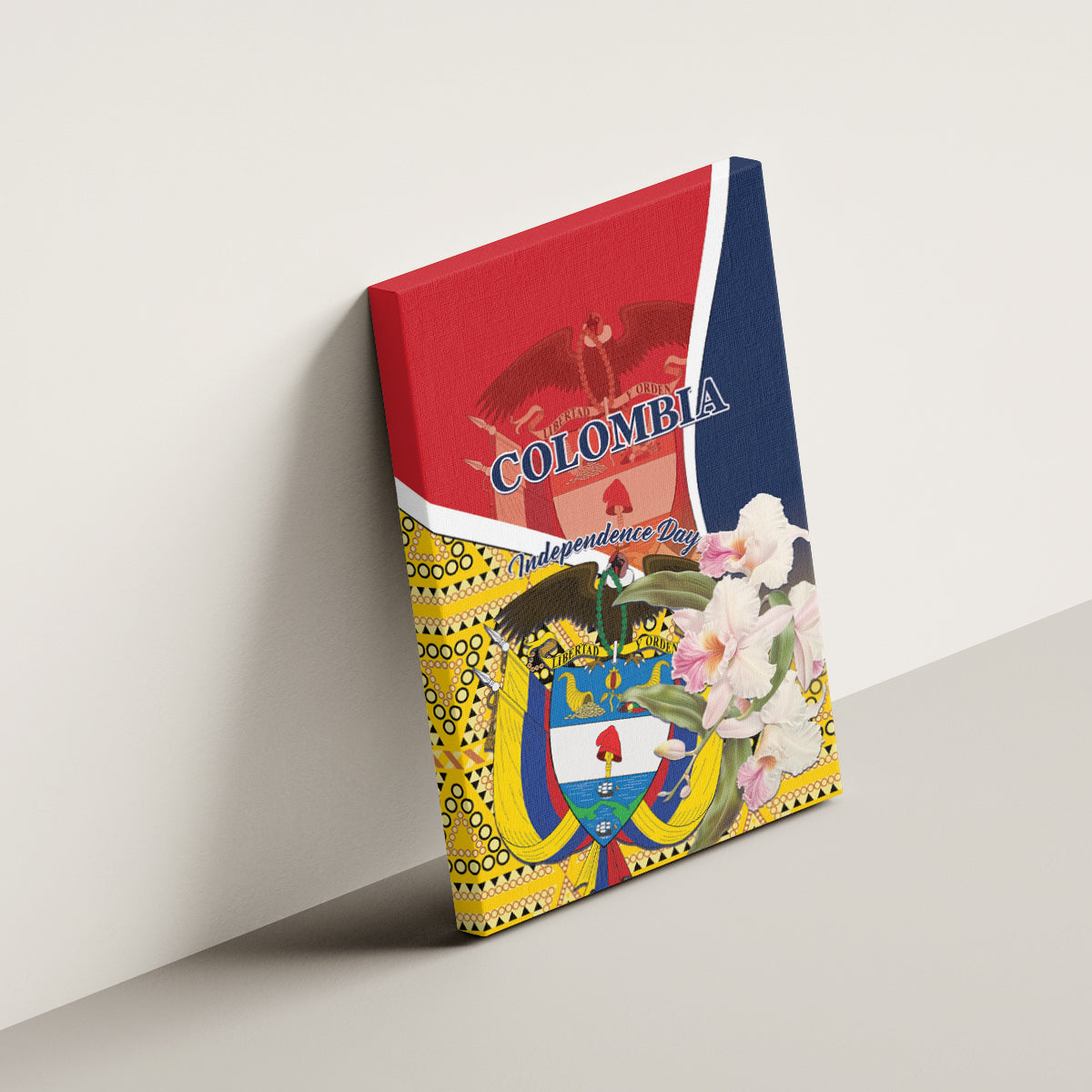 Colombia Independence Day Canvas Wall Art Libertad y Orden Colombian Pattern - Wonder Print Shop