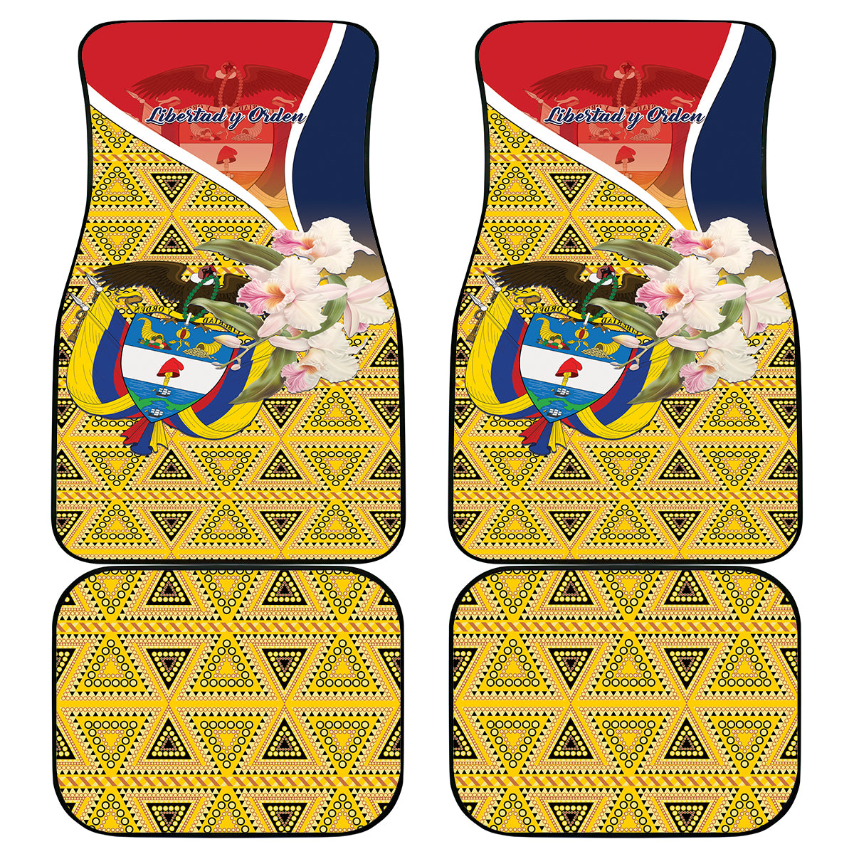 Colombia Independence Day Car Mats Libertad y Orden Colombian Pattern - Wonder Print Shop