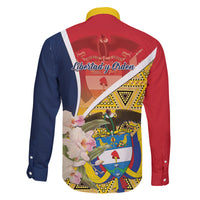 Colombia Independence Day Family Matching Off The Shoulder Long Sleeve Dress and Hawaiian Shirt Libertad y Orden Colombian Pattern - Wonder Print Shop