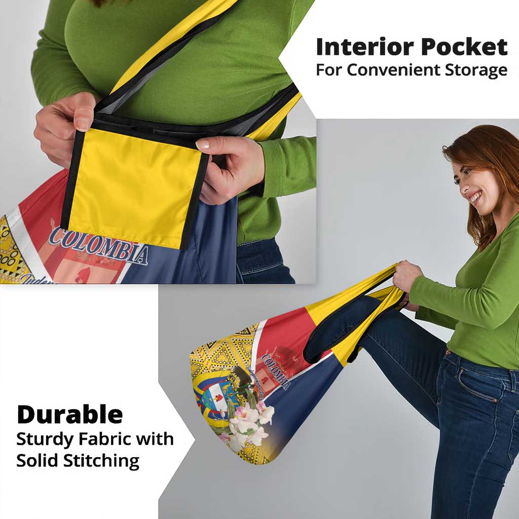 Colombia Independence Day Grocery Bag Libertad y Orden Colombian Pattern