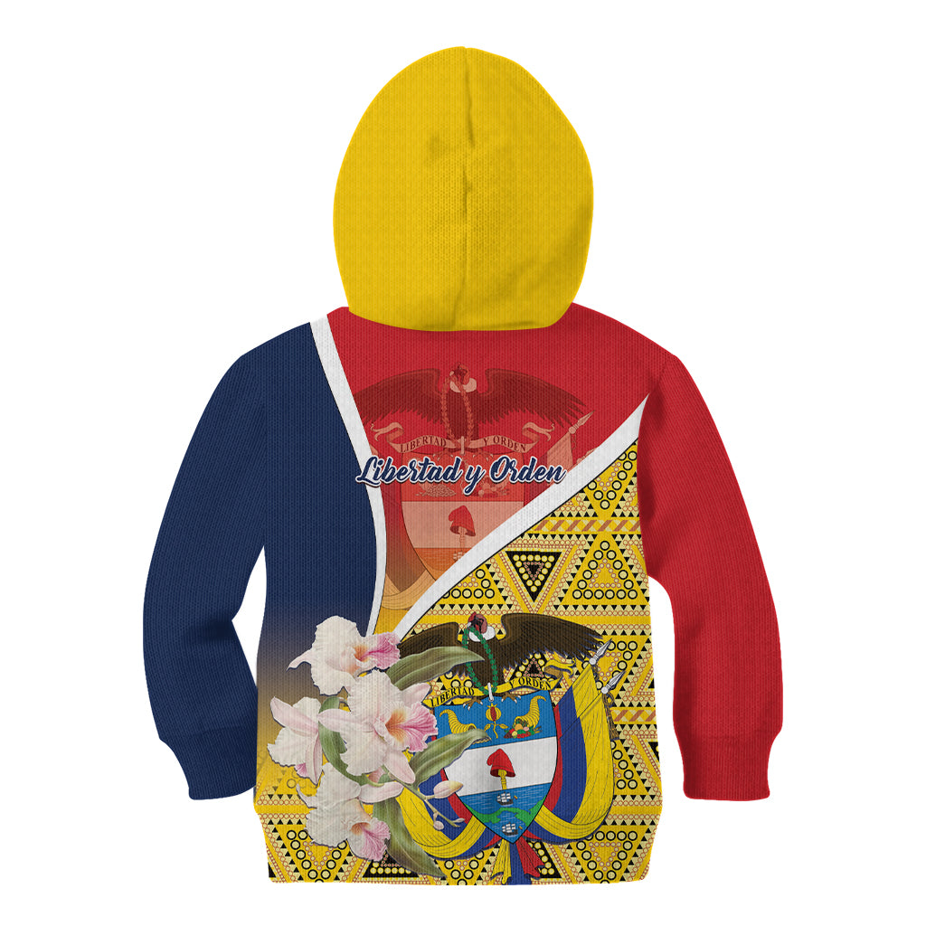 Colombia Independence Day Kid Hoodie Libertad y Orden Colombian Pattern - Wonder Print Shop