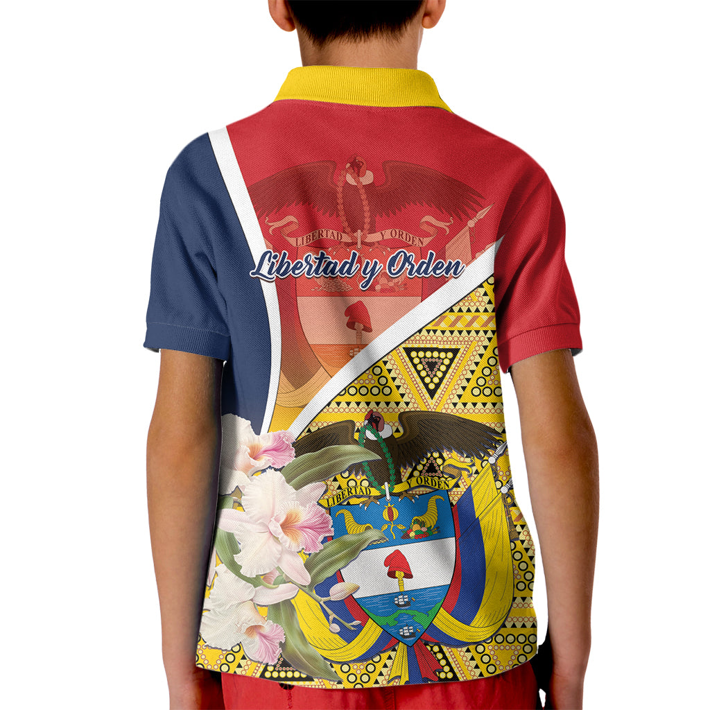 Colombia Independence Day Kid Polo Shirt Libertad y Orden Colombian Pattern - Wonder Print Shop