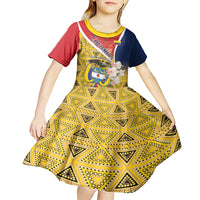 Colombia Independence Day Kid Short Sleeve Dress Libertad y Orden Colombian Pattern - Wonder Print Shop