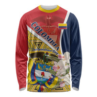 Colombia Independence Day Long Sleeve Shirt Libertad y Orden Colombian Pattern - Wonder Print Shop