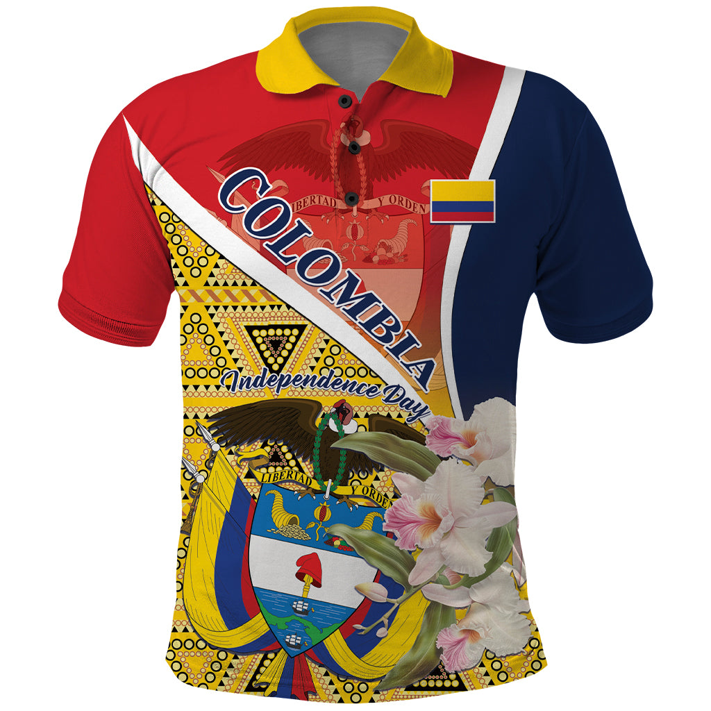 Colombia Independence Day Polo Shirt Libertad y Orden Colombian Pattern