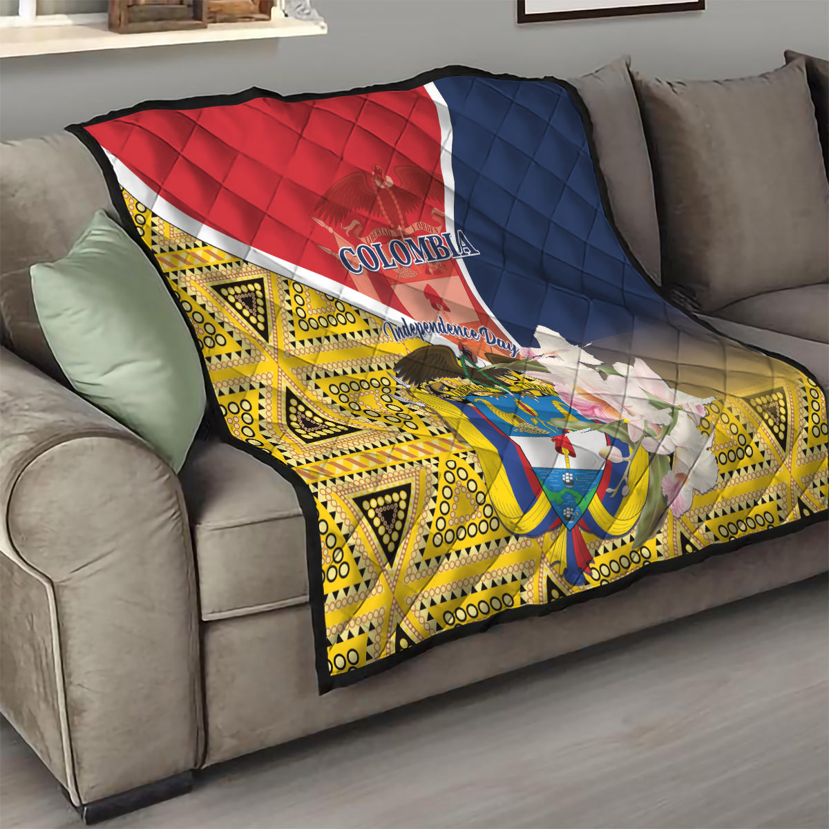 Colombia Independence Day Quilt Libertad y Orden Colombian Pattern - Wonder Print Shop