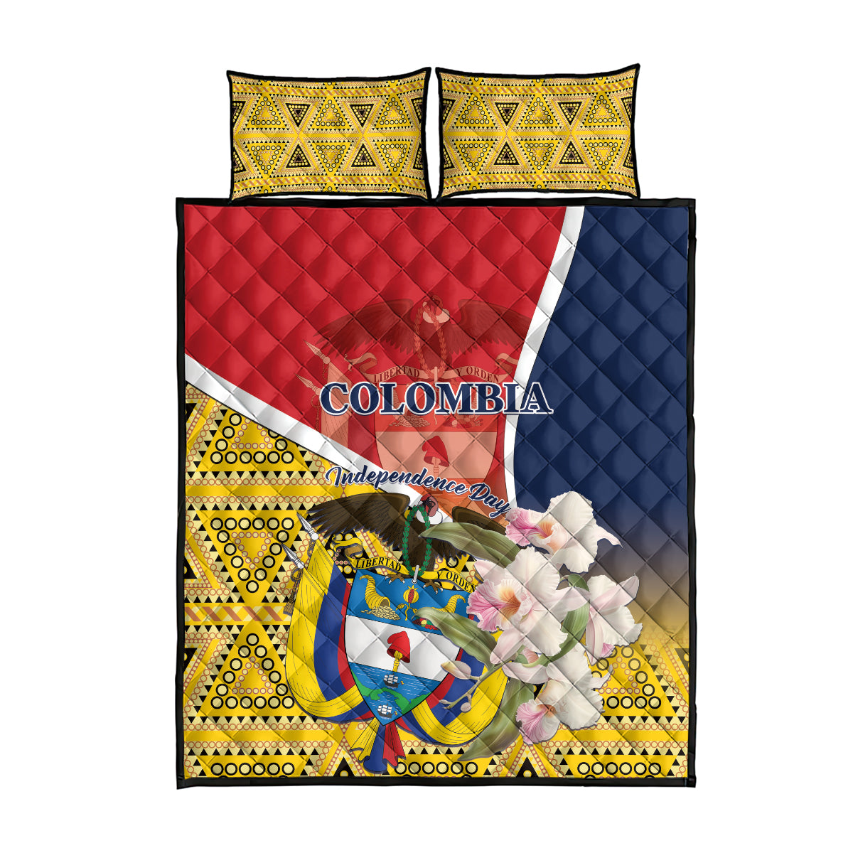 Colombia Independence Day Quilt Bed Set Libertad y Orden Colombian Pattern - Wonder Print Shop