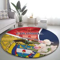 Colombia Independence Day Round Carpet Libertad y Orden Colombian Pattern
