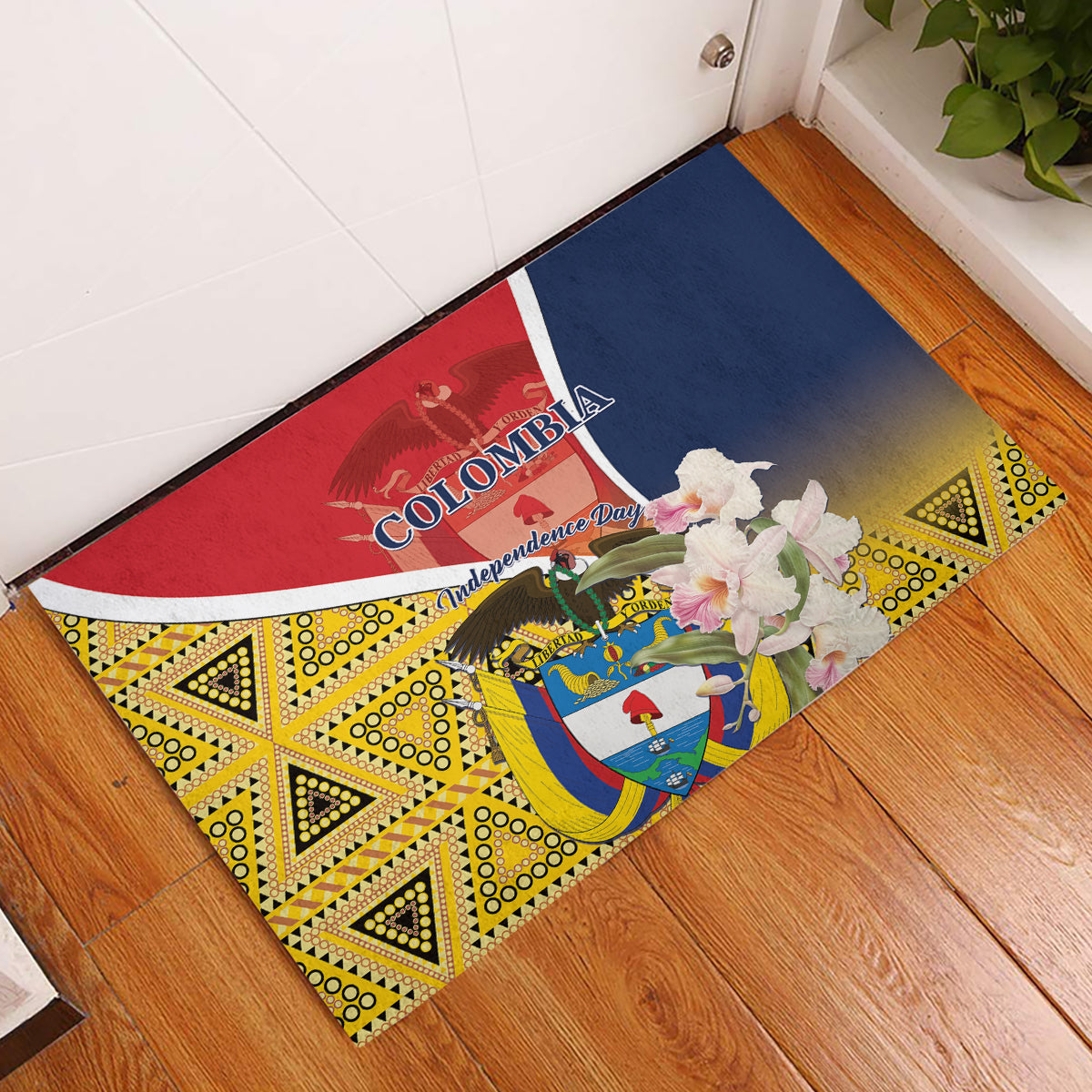 Colombia Independence Day Rubber Doormat Libertad y Orden Colombian Pattern - Wonder Print Shop