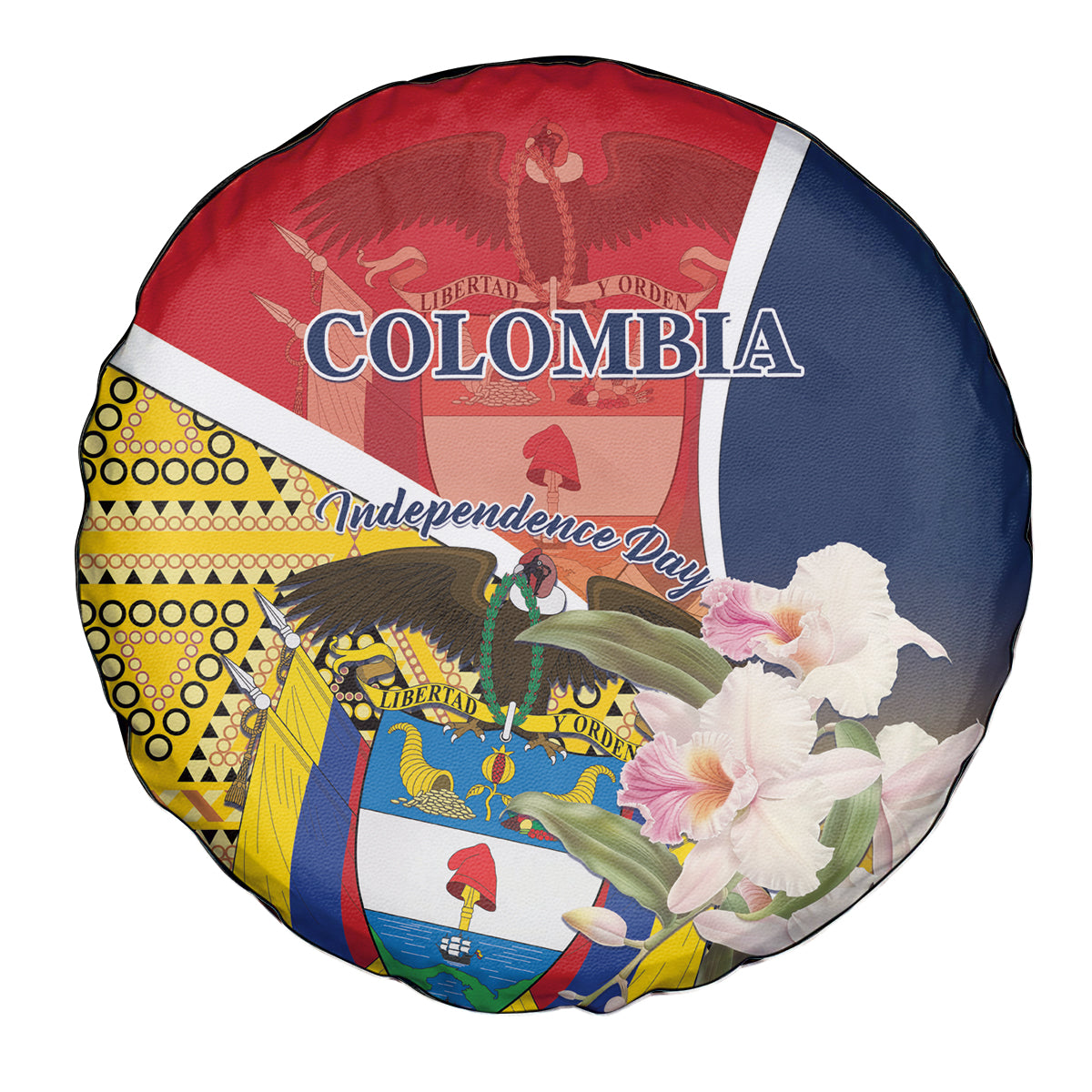 Colombia Independence Day Spare Tire Cover Libertad y Orden Colombian Pattern - Wonder Print Shop