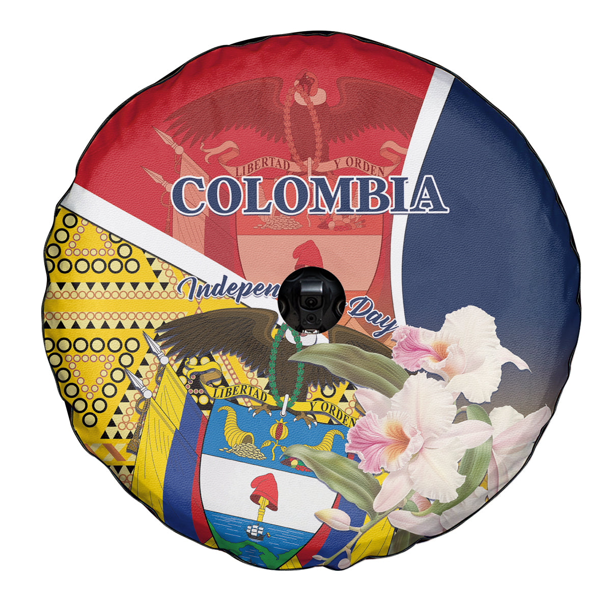 Colombia Independence Day Spare Tire Cover Libertad y Orden Colombian Pattern - Wonder Print Shop