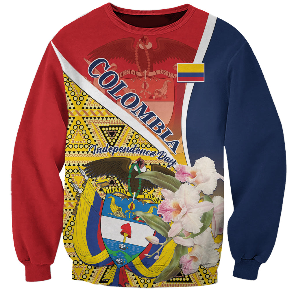 Colombia Independence Day Sweatshirt Libertad y Orden Colombian Pattern - Wonder Print Shop