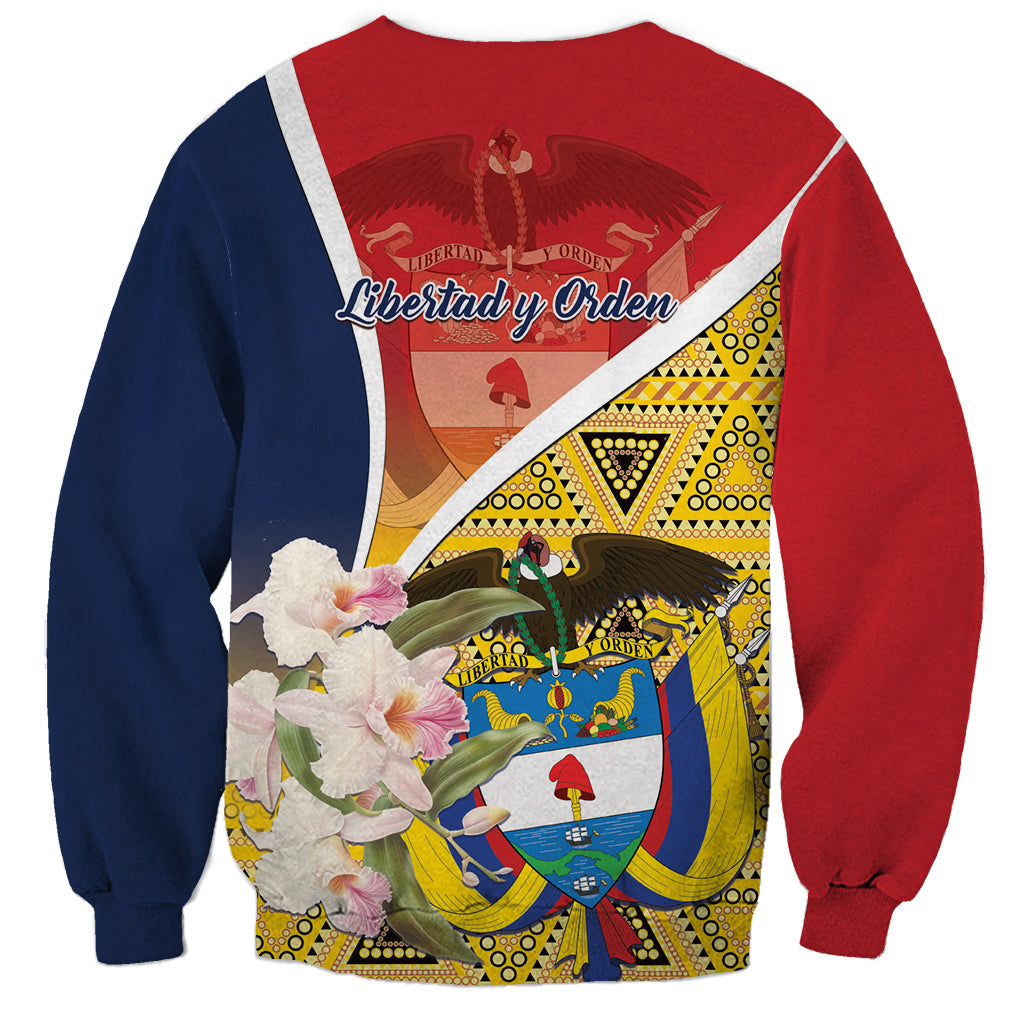 Colombia Independence Day Sweatshirt Libertad y Orden Colombian Pattern - Wonder Print Shop