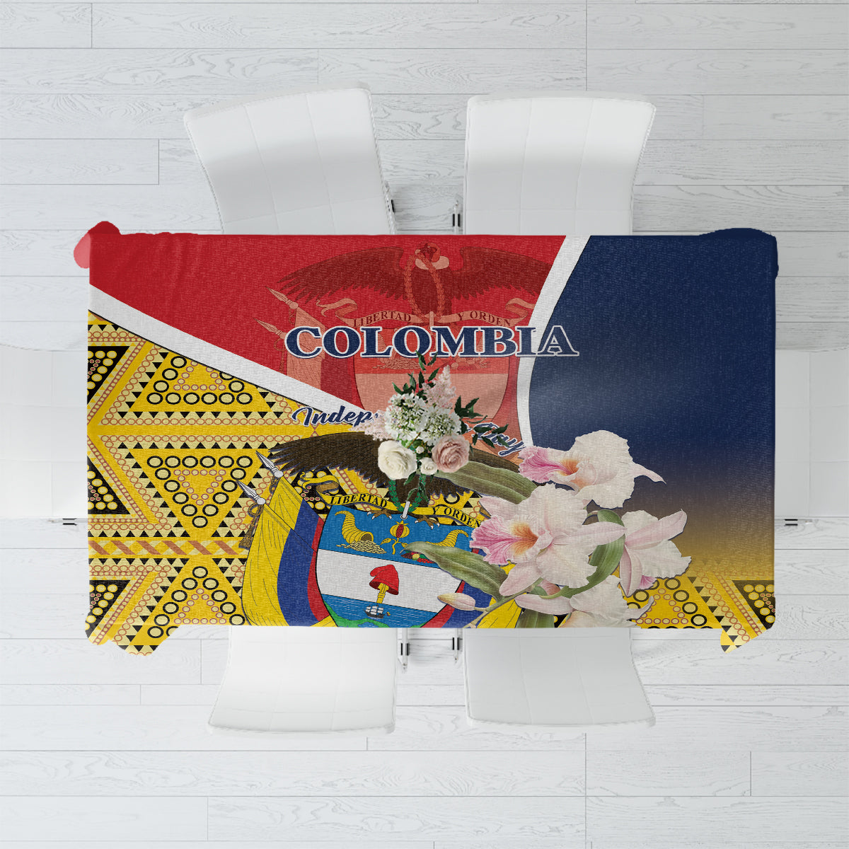 Colombia Independence Day Tablecloth Libertad y Orden Colombian Pattern - Wonder Print Shop