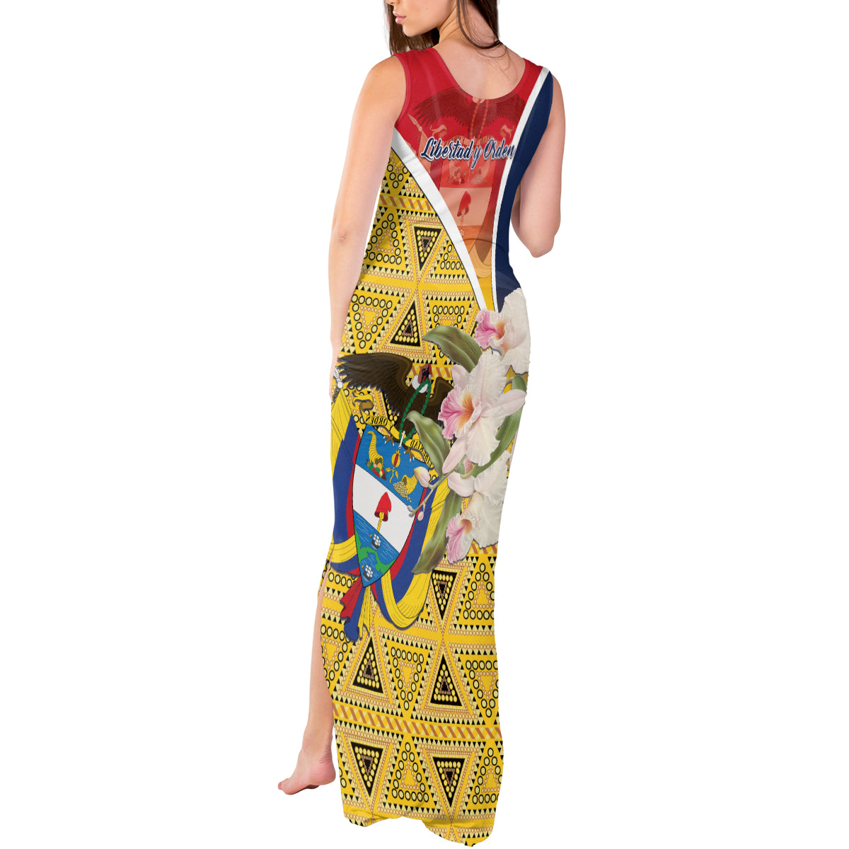 Colombia Independence Day Tank Maxi Dress Libertad y Orden Colombian Pattern - Wonder Print Shop