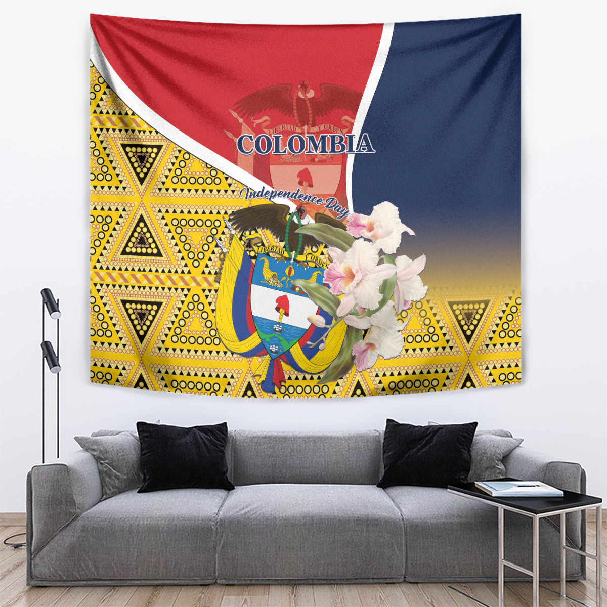Colombia Independence Day Tapestry Libertad y Orden Colombian Pattern - Wonder Print Shop