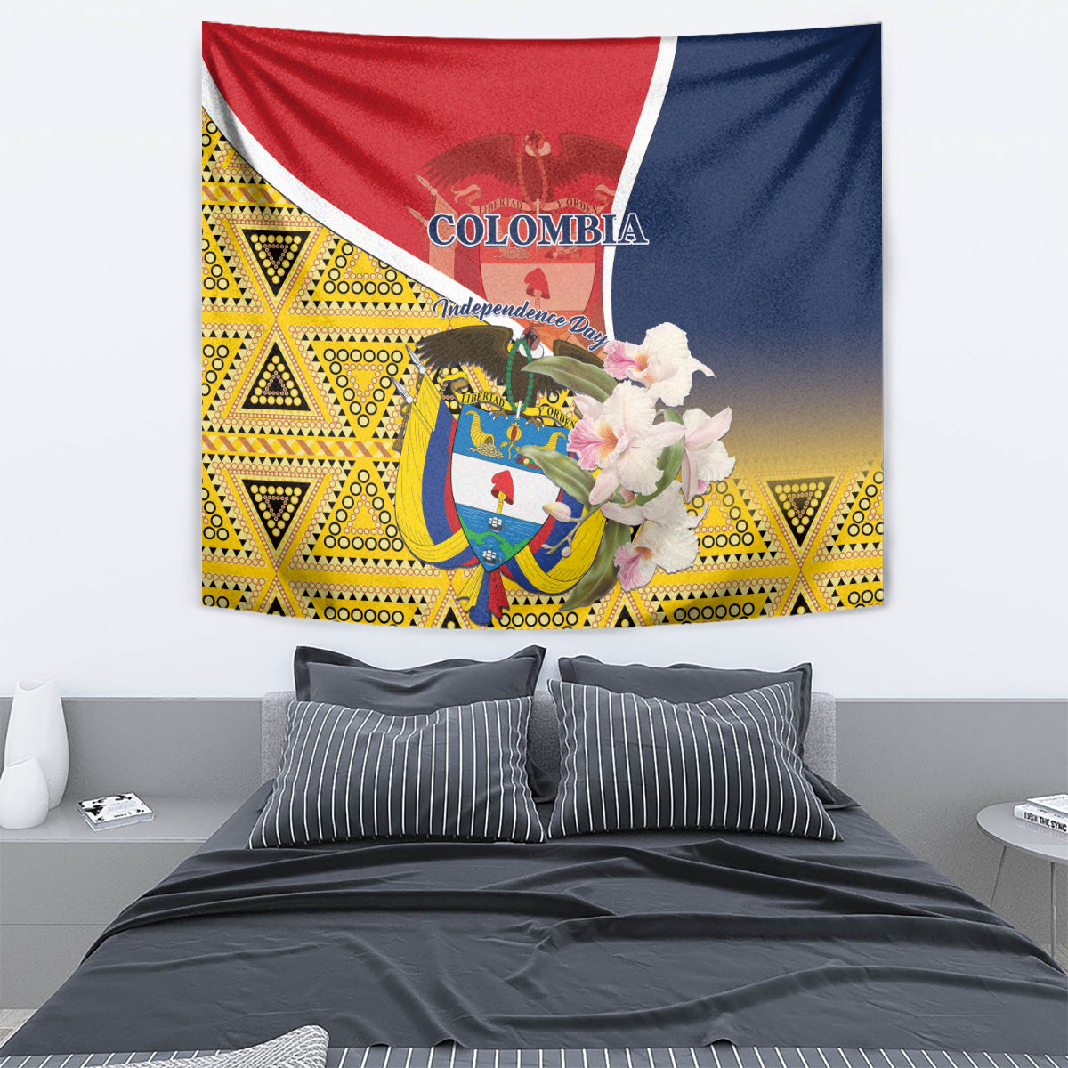 Colombia Independence Day Tapestry Libertad y Orden Colombian Pattern - Wonder Print Shop