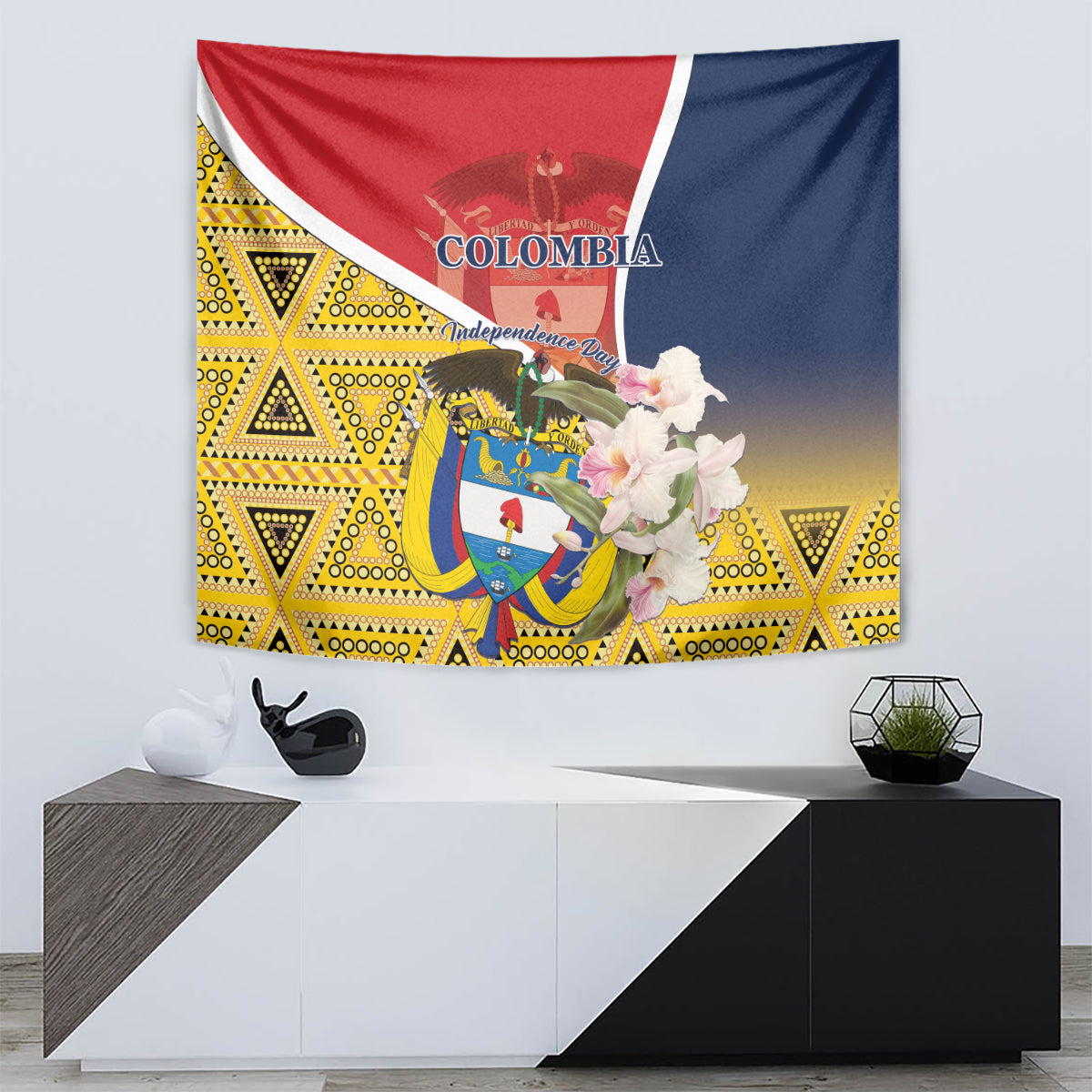 Colombia Independence Day Tapestry Libertad y Orden Colombian Pattern - Wonder Print Shop