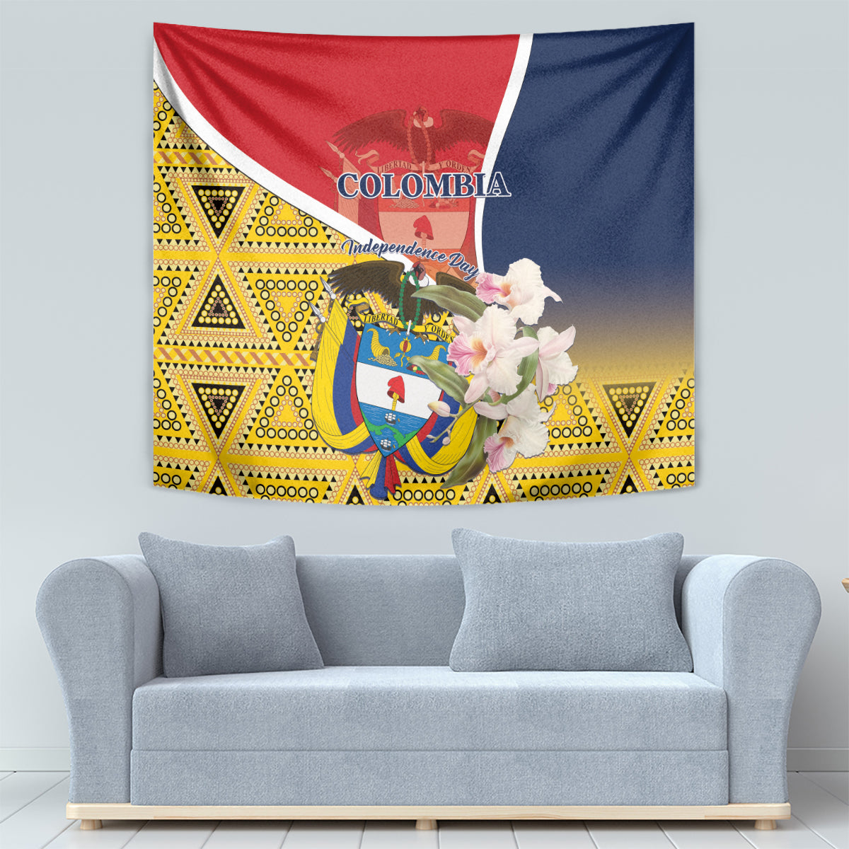 Colombia Independence Day Tapestry Libertad y Orden Colombian Pattern - Wonder Print Shop