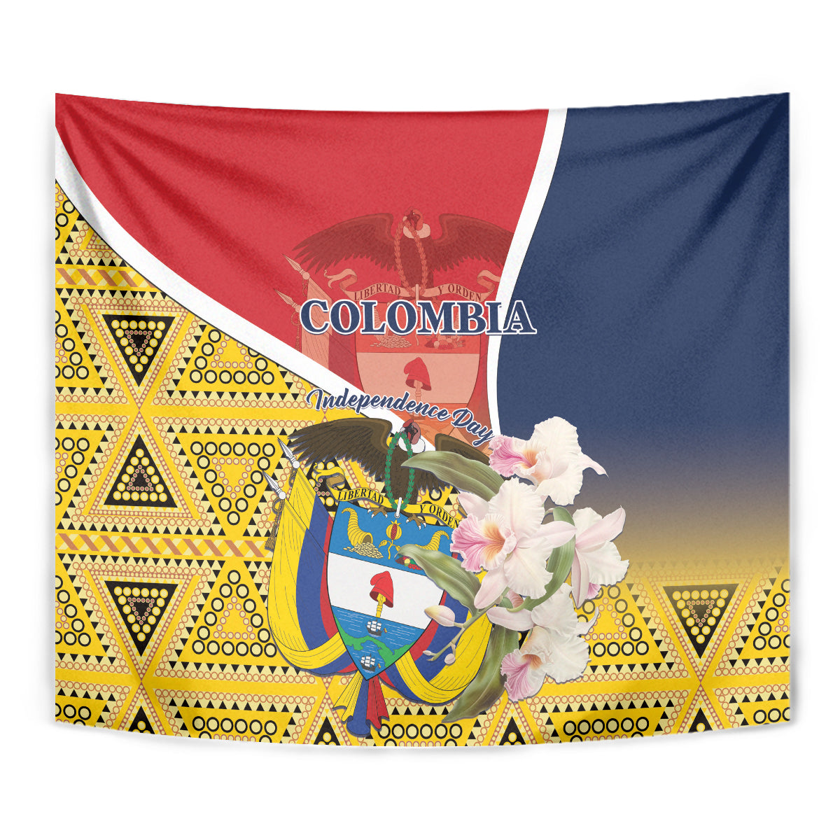 Colombia Independence Day Tapestry Libertad y Orden Colombian Pattern - Wonder Print Shop