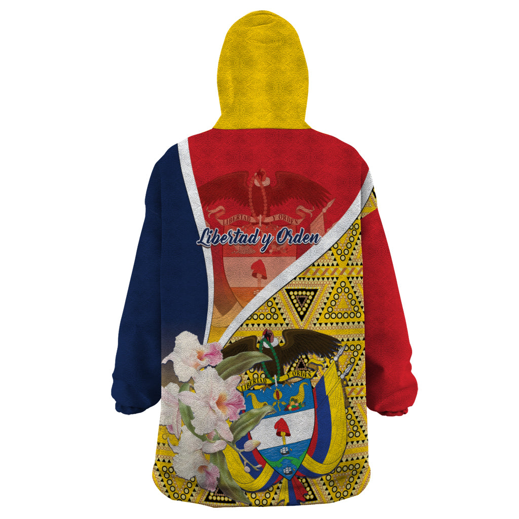 Colombia Independence Day Wearable Blanket Hoodie Libertad y Orden Colombian Pattern - Wonder Print Shop