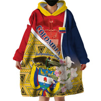 Colombia Independence Day Wearable Blanket Hoodie Libertad y Orden Colombian Pattern - Wonder Print Shop