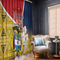 Colombia Independence Day Window Curtain Libertad y Orden Colombian Pattern - Wonder Print Shop