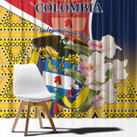 Colombia Independence Day Window Curtain Libertad y Orden Colombian Pattern - Wonder Print Shop