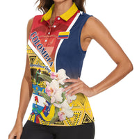 Colombia Independence Day Women Sleeveless Polo Shirt Libertad y Orden Colombian Pattern - Wonder Print Shop