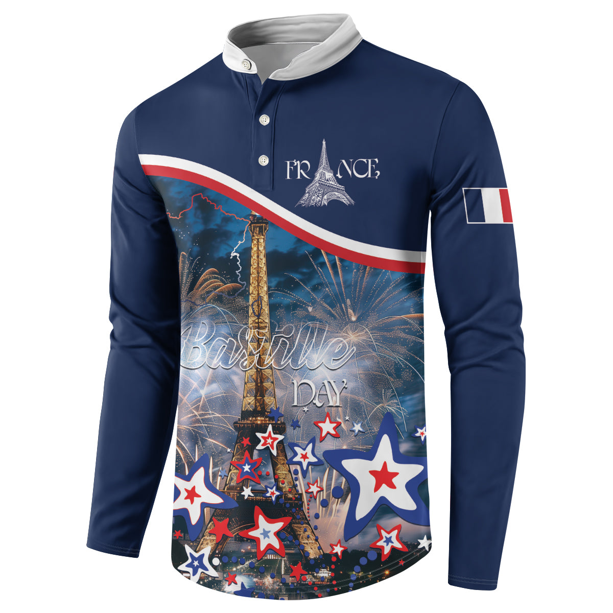 Personalized France Bastille Day Button Sweatshirt Fete Nationale du 14 juillet - Wonder Print Shop