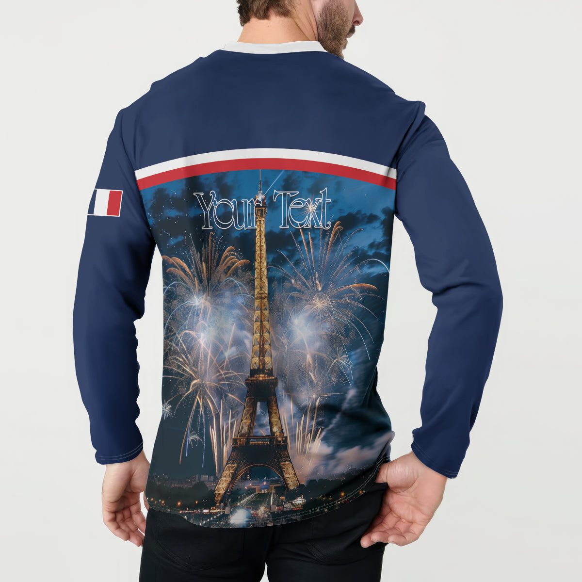 Personalized France Bastille Day Button Sweatshirt Fete Nationale du 14 juillet - Wonder Print Shop
