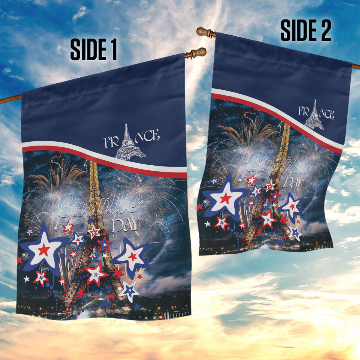 France Bastille Day Garden Flag Fete Nationale du 14 juillet - Wonder Print Shop