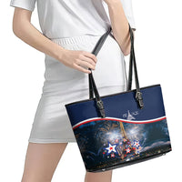 France Bastille Day Leather Tote Bag Fete Nationale du 14 juillet - Wonder Print Shop