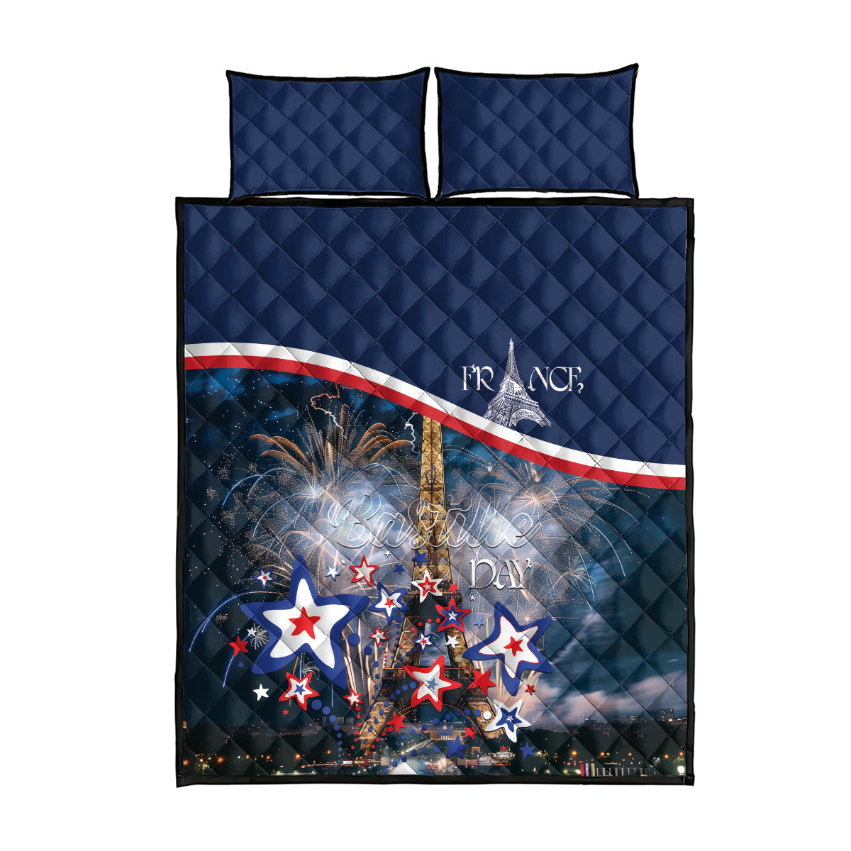 France Bastille Day Quilt Bed Set Fete Nationale du 14 juillet - Wonder Print Shop