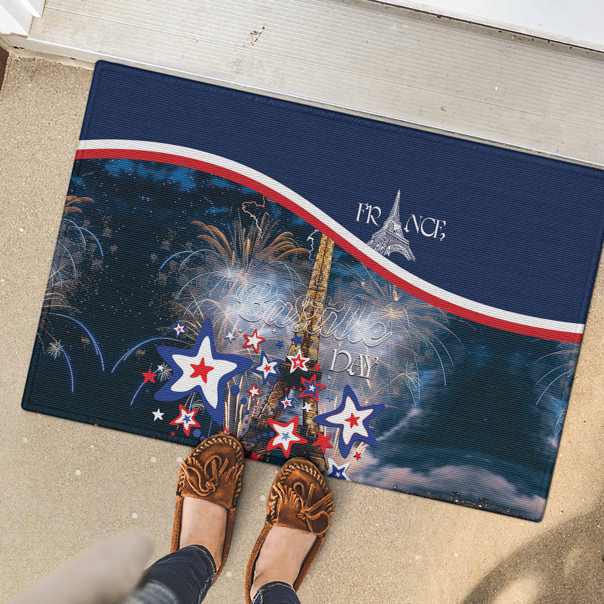 France Bastille Day Rubber Doormat Fete Nationale du 14 juillet - Wonder Print Shop