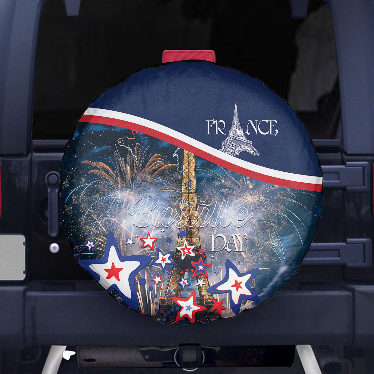 France Bastille Day Spare Tire Cover Fete Nationale du 14 juillet - Wonder Print Shop