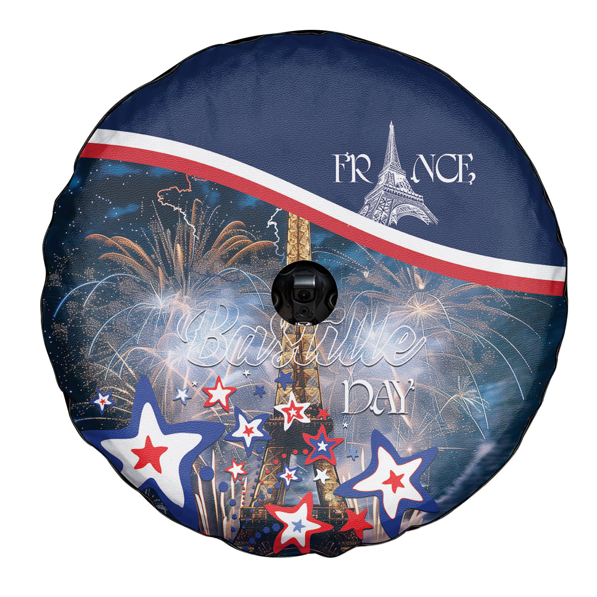 France Bastille Day Spare Tire Cover Fete Nationale du 14 juillet - Wonder Print Shop