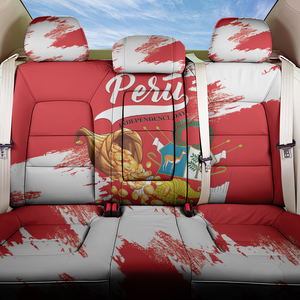 Peru Independence Day Back Car Seat Cover Feliz 28 de Julio Felices Fiestas Patrias - Wonder Print Shop
