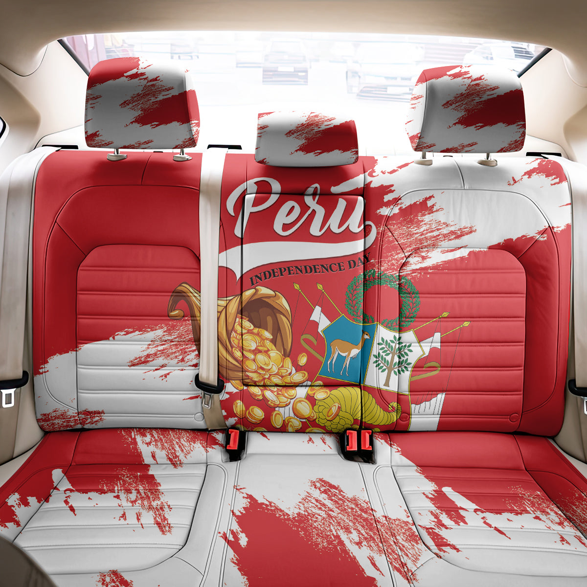 Peru Independence Day Back Car Seat Cover Feliz 28 de Julio Felices Fiestas Patrias - Wonder Print Shop