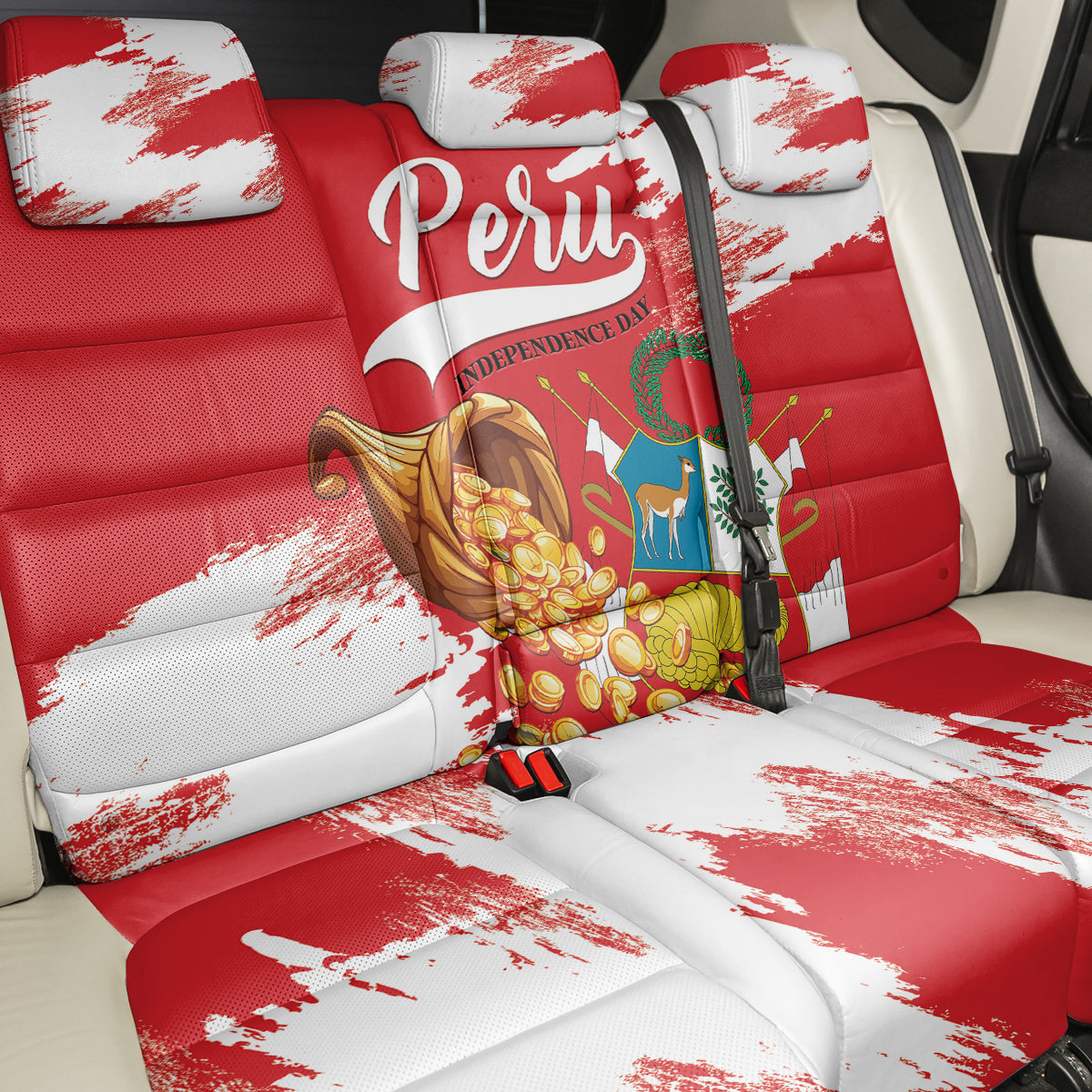 Peru Independence Day Back Car Seat Cover Feliz 28 de Julio Felices Fiestas Patrias - Wonder Print Shop
