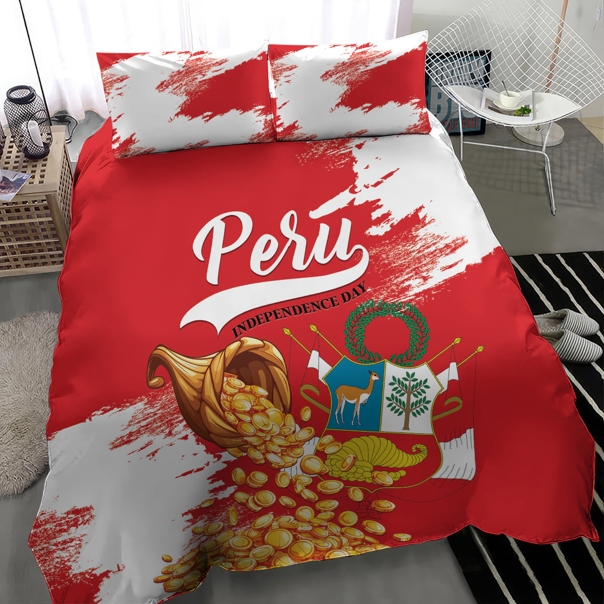 Peru Independence Day Bedding Set Feliz 28 de Julio Felices Fiestas Patrias - Wonder Print Shop